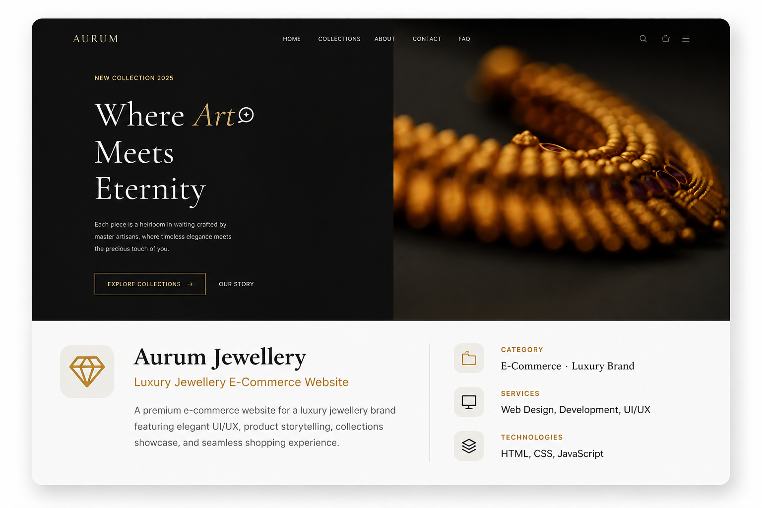 Aurum Jewellery - Luxury Jewellery E-Commerce Website