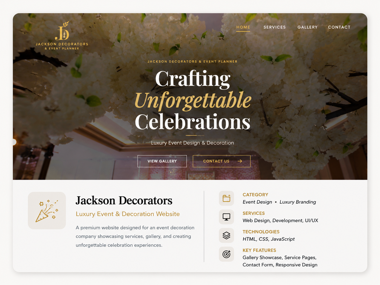 Jackson Decorators - Event & Decoration Website