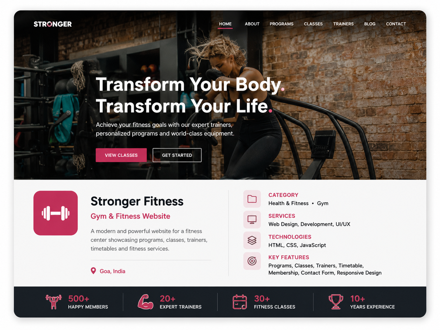 Stronger Fitness - Gym & Fitness Website