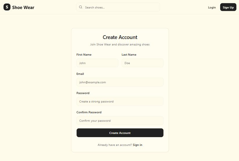 Account Creation Panel