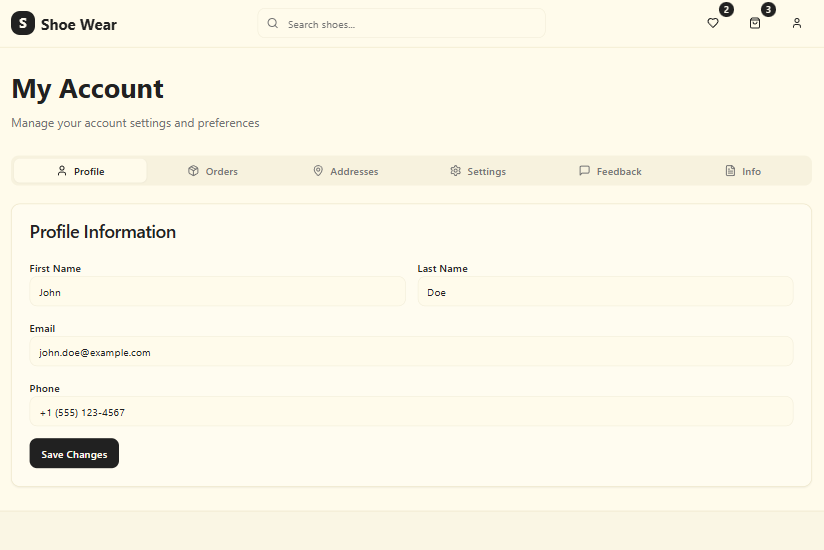 Account Section - Profile
