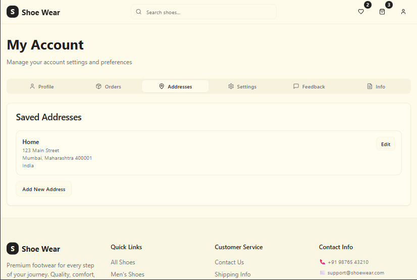 Account Section - Address